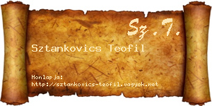 Sztankovics Teofil névjegykártya